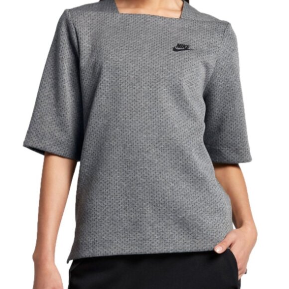 WOMEN Nike Sportswear Tech Fleece Women's Top Carbon Heather Gray Size Small S - Picture 1 of 1